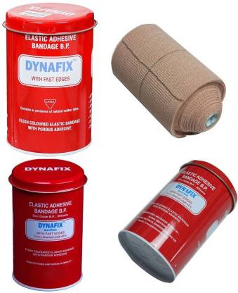 DYNAFIX Elastic Adhesive Bandage B.P. 10 cm X Stretched Length 4/6 m (Pack of 1) Crepe Bandage