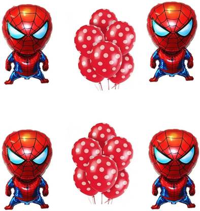 | OM Printed Party Decoration Cartoon Characters with Latex  Balloons Combo (Pack of (4+50), Spiderman+Red Polka dot) Balloon - Balloon