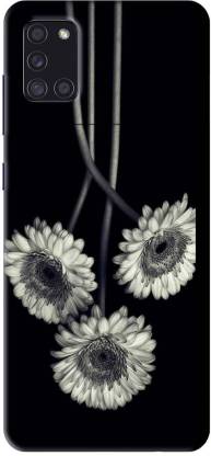 NDCOM Back Cover for Samsung Galaxy A31 Black And White Flowers Printed