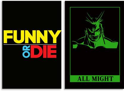 Combo Set of 2 Poster My Hero Academia All Might & Funny Or Die Funny Quotes