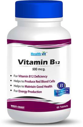 HealthVit Vitamin B12 500 mcg 60 Tablets Price in - HealthVit Vitamin B12 500 mcg 60 Tablets online at Flipkart.com