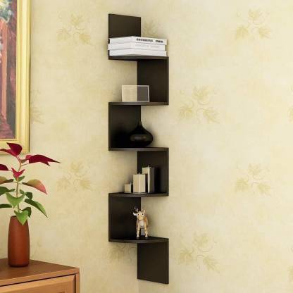 Zeom Wall Mount Corner Wall Shelf Unit 5 Shelves Wenge Particle Board Wall Shelf Number Of Shelves 5 Brown Wooden Wall Shelf Price In India Buy Zeom Wall Mount Corner Wall