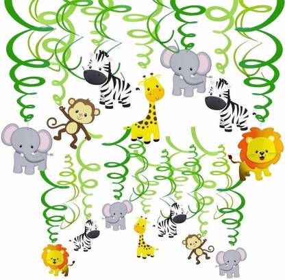 CAMARILLA Jungle Safari Animal Hanging Swirl Decorations/Animal Theme  Decorations for Kids Birthday Party/Baby Shower Party Supplies/Animal  Cutouts for Ceiling (Set of 12pcs) Price in India - Buy CAMARILLA Jungle  Safari Animal Hanging