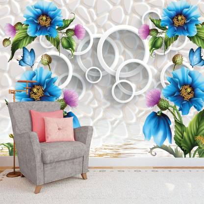 ALL DECORATIVE DESIGN Floral & Botanical Blue Wallpaper Price in India -  Buy ALL DECORATIVE DESIGN Floral & Botanical Blue Wallpaper online at  