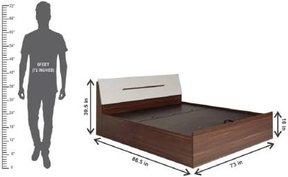 Walnut Finish Engineered Wood King Hydraulic Bed – CORAZZIN