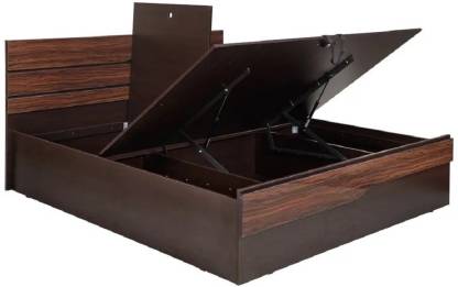Teak Finish Engineered Wood Queen Hydraulic Bed – CORAZZIN