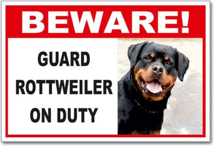 Beware Guard Rottweiler Dog On Duty Owner Novelty Aluminum 8x12 Sign