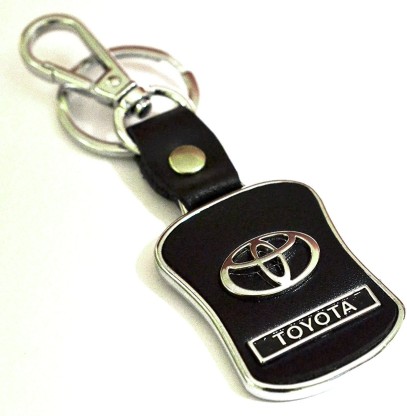 VILLSION 2Pack New Genuine Leather Car Logo Keyring Zinc Alloy Keychain Gift 