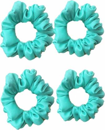 IBDA Lively Coral Green Handmade Scrunchies Rubber Band Combo of Raw Silk  Beautiful Hair Scrunchies. Secured
