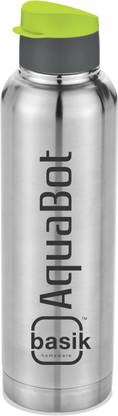 Botella Acero Inoxidable 1L Bot Basic - Tapón Bambú/Acero, Amarilla, Sin BPA, Apta Lavavajillas