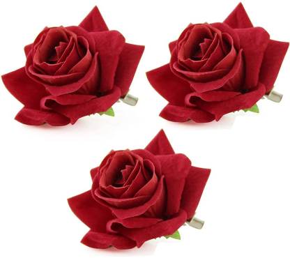 I Jewels Hair Clips For Women Hair Accessories Artificial Flowers Hair Clip  Bun Maker Rose Flower Hair Clips For Girls Red Set Of 3 Hair Clip Price in  India - Buy I