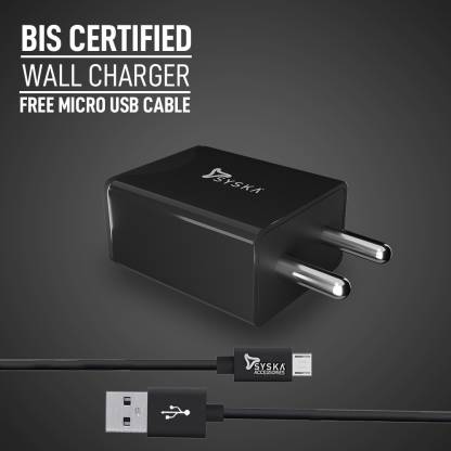 Syska Fast Charger 2.1 A Mobile Charger with Detachable Cable