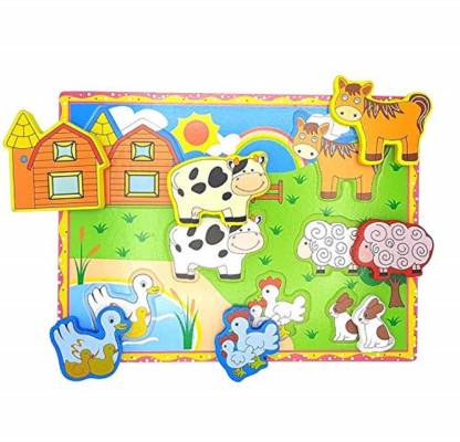 Wufiy Chunky Puzzle - Farm Animals Puzzle Game for 2 Year Old Kids/Children  (Multicolor) - Chunky Puzzle - Farm Animals Puzzle Game for 2 Year Old  Kids/Children (Multicolor) . Buy farm toys