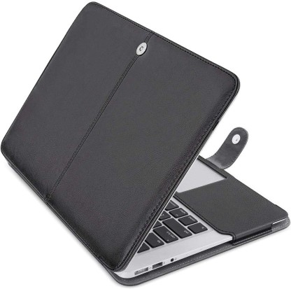 2020/2019/2018/2017/2016 Black Leather Italian Leather Hard Shell Cover A2289/A2251/A2159/A1989/A1706/A1708 Touch Bar KECC Laptop Case for MacBook Pro 13 