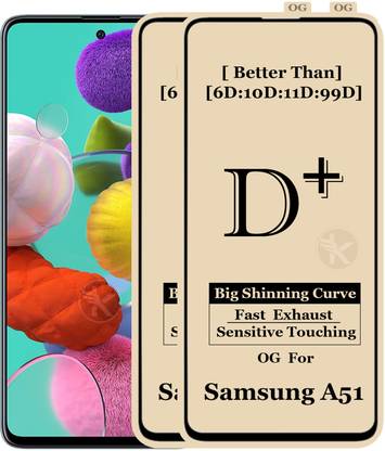 kreatick tempered glass guard for samsung galaxy a51 d plus edge to edge 9h hardness 6x stronger screen protector