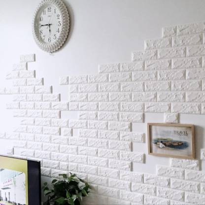 Odelee 3d Foam Brick Wall Sticker White Pack Of 10 Pcs In India At Flipkart Com - Foam Brick Wallpaper Malaysia