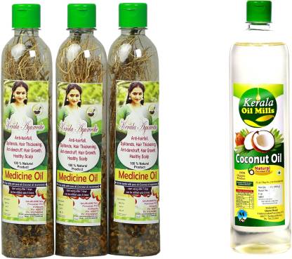 Kerala Ayurvedic Herbal Medicine Hair Oil Mix - ( With Coconut Oil 1litre)  ( Pack Of 3) Hair Oil - Price in India, Buy Kerala Ayurvedic Herbal Medicine  Hair Oil Mix - (