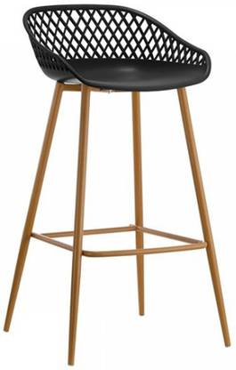 Finch Fox High Bar Stool Chair For Kitchen Or Counter With Retro Design With Armrests Black Plastic Shell And 4 Metal Legs With Wood Decor Black Color Plastic Bar Chair Price In