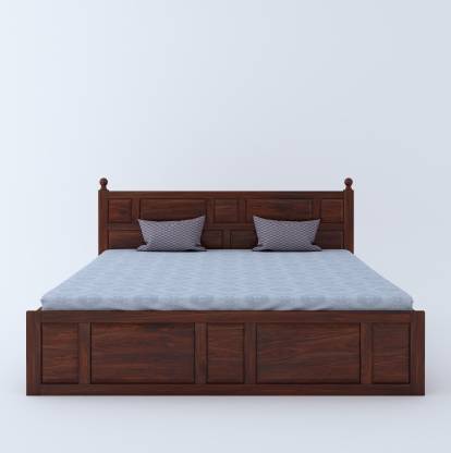 Walnut Color Finish Amira Solid Wood Queen Bed