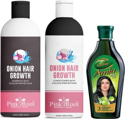 PINKROOT Onion Hair Growth Shampoo, Conditioner With Dabur Amla Hair Oil  Price in India - Buy PINKROOT Onion Hair Growth Shampoo, Conditioner With Dabur  Amla Hair Oil online at 