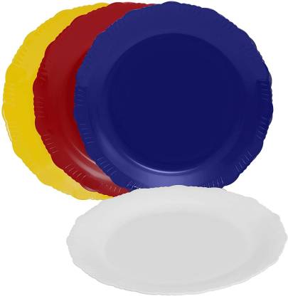 Cutting Edge Color Block Designer Plastic Plates Multicolor Set Of 6 Dinner Plates For Families