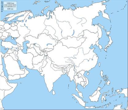 Practice Map Asia Political Map Paper Print - Educational posters in