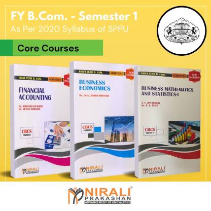{Set of 3 Books} B.Com Core Subjects - First Year (FY) Semester 1 - SPPU (Pune University) 2020 Syllabus [Financial Accounting, Business Economics Micro, Business Mathematics and Statistics]