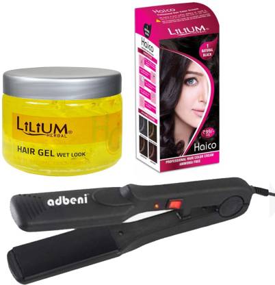 LILIUM Wet Look Hair Gel, Natural Black Hair Color With Hair Straightner,  Pack of 3, (GC881) Price in India - Buy LILIUM Wet Look Hair Gel, Natural Black  Hair Color With Hair