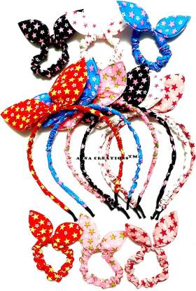Anjali Creation RABBIT EAR elastic bow knot hair accessory set 12 PCS Hair Band