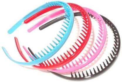 haiko Hairband / Plastic Hairband / Comb Hairband / Fancy Hairband / Girls  Hairband / Gift for Kids / Colorful Hairband / New Hairband (Pack of 4) /  Multicolor Hair Band Price