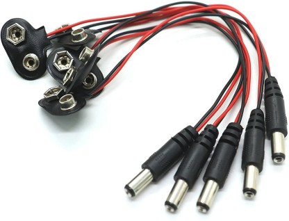 9V Battery Snap Connector Contact Wire Cable CCTV to DC 5.5MM 2.1MM Power Plug 