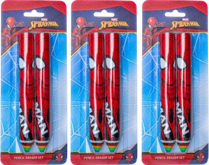Flipkart.com | MARVEL GENUINE LICENSED SPIDERMAN PENCIL SHAPED ERASER - HMTQER 00810-SPM [3SET