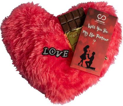 Chocodusk Special Combo Gift With Love Stuffed Pink Heart Cushion Or Pillow And Will You Be My Life Partner Chocolate Bar 85 Gram Chocolates Gift Chocolates Paper Fiber Gift Box Price In