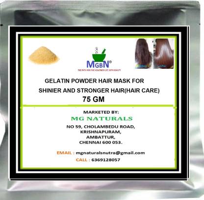 MGBN Gelatin Powder Hair Mask for Shinier and Stronger Hair(Hair Care) - 75  GM - Price in India, Buy MGBN Gelatin Powder Hair Mask for Shinier and  Stronger Hair(Hair Care) - 75