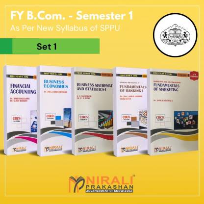 B.Com - First Year (FY) Semester 1 - SPPU (Pune University) New Syllabus [Financial Accounting, Business Economics Micro, Business Mathematics And Statistics, Banking And FInance 1, Fundamentals Of Marketing 1]
