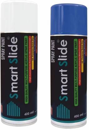 Smart Slide White Blue Multipurpose Color Spray Paint Can For Cars Bikes Furniture Plastic Wood Glass Gloss White Blue Spray Paint 400 Ml Price In India