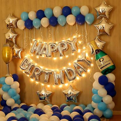 Happy Birthday Balloons Under 100 Anayatech Blue Birthday Balloon Decoration Items With Silver Happy Birthday Foil Letters, 1 Champagne Bottle, 1 C Glass, 8 Pieces Silver Star, 100 Pieces Metallic Balloons Price In India - Buy Anayatech Happy Birthday Balloons Under 100 Anayatech Blue Birthday Balloon Decoration Items With Silver Happy Birthday Foil Letters, 1 Champagne Bottle, 1 C Glass, 8 Pieces Silver Star, 100 Pieces Metallic Balloons Price In India - Buy Anayatech