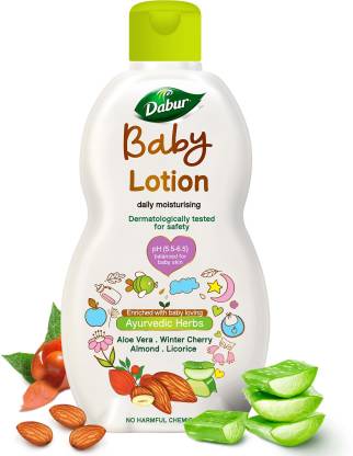 Dabur Baby Lotion Contains Aloe Vera & Almonds|pH balanced with No Parabens & Phthalates