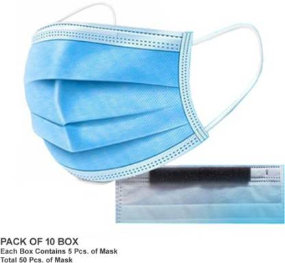 optitech Premium 3 PLY Surgical Facemask 5pc.box OPT-PR-3PLYMASK-10X5PCS Washable, Water Resistant Surgical Mask With Melt Blown Fabric Layer