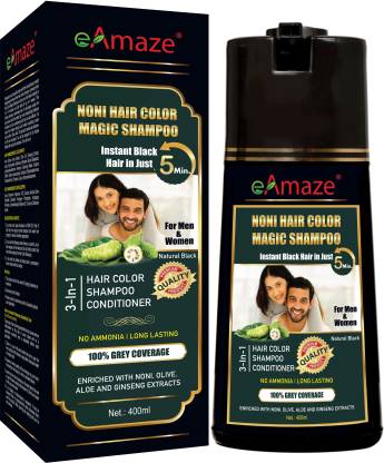 eAmaze NONI Hair Color Shampoo, 400 ml (Natural Black) | Instant Black Hair  in Just 5 Minutes | Ammonia Free, Paraben Free |For Both Men & Women Hair  Oil Price in India -