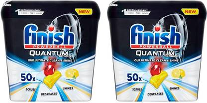 finish powerball quantum ultimate lemon tablets 50 s pack of 2 dishwashing detergent