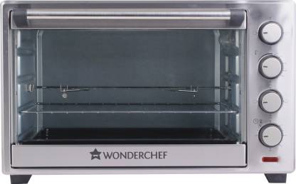 WONDERCHEF 60-Litre Oven Toaster Griller (OTG) - 60 Litres, Stainless Steel – With Rotisserie, Auto-Shut Off, Heat-Resistant Tempered Glass, 6-Stage Heat Selection (Silver) Oven Toaster Grill (OTG) (Silver)