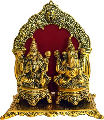 Kaanu's Creations Laxmi ji & Ganesha murti decorative mulmul Decorative Showpiece  -  24 cm