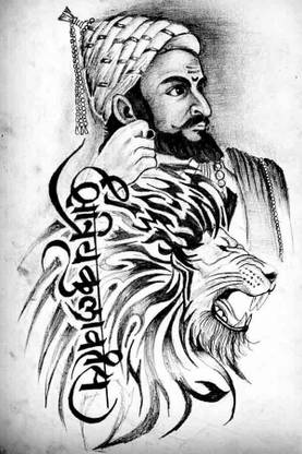 Art Shivaji Maharaj Drawing With Colour Easy - Krysztalowe