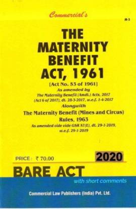Maternity Benefit Act, 1961 Alongwith Rules, 1963