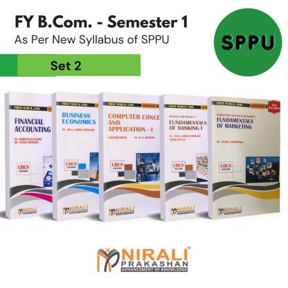 {Set of 5} B.Com - First Year (FY) Semester 1 - SPPU (Pune University) New Syllabus [Financial Accounting, Business Economics Micro, Computer Concepts and Application 1, Banking and FInance 1, Fundamentals of Marketing 1]