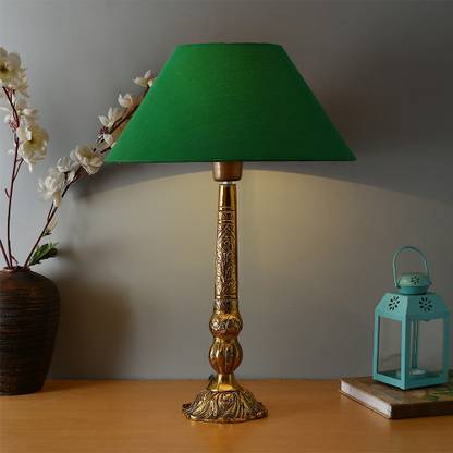 Homesake Classic Antique Golden Carving Metal Table Lamps With Shade Mulholland Green Lamp In India Homesake Classic Antique Golden Carving, Antique Green Table Lamp