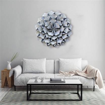 Craftter 3d Folded Leafs White Color Metal Wall Art Sculpture Home Décor Wal Hanging In India - Abstract Art Sculpture Home Decor Ideas