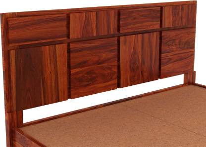 Best Honey Oak Finish Sheesham Wood Queen Size Bed with Drawer Storage – Vintej Home