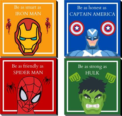 Decodrama Quotes Of Iron Man Captain America Hulk Spider Man Wall Paintings Decor For Kids Room Framed On Mdf Board Digital Reprint 15 Inch X 15 Inch Painting Price In India